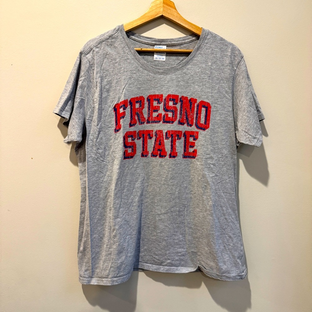 Fresno State Bulldogs T-Shirt Mens XXL Gray red Logo Graphic Short Sleeve Tee